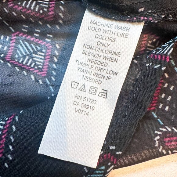 Maurice's Sheer Black Geometric Print Tunic Top With Elastic Waist & 3/4 Sleeves - Picture 7 of 11